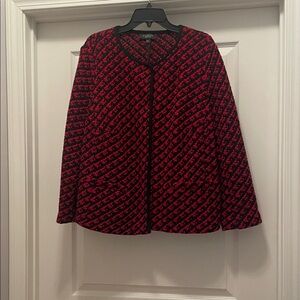 Talbots Red and Black‎ Patterned Cardigan